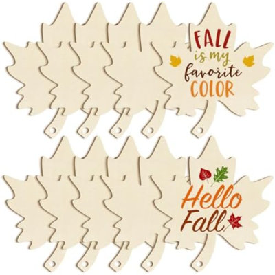 Ornements d'automne en bois de grande taille de 7 pouces pour peindre Halloween, action de grâce, feuilles d'érable, bricolage, disques vierges en bois non finis ornement pour artisanat suspendus décorations d'automne 10PCS