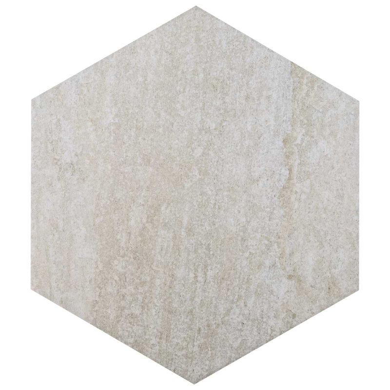 Shala 20" Hexagon Matte Slate Look Porcelain Tile, Smoke White