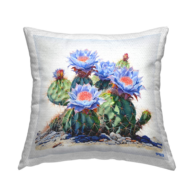 Coussin d'extérieur Cactus with Blue Blooms
