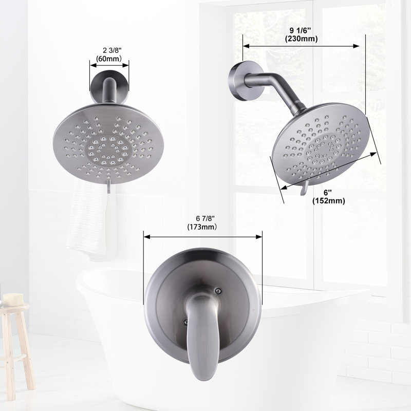Single Handle 5-Spray Patterns Shower Faucet With High Pressure Shower Head, Brushed Nickel