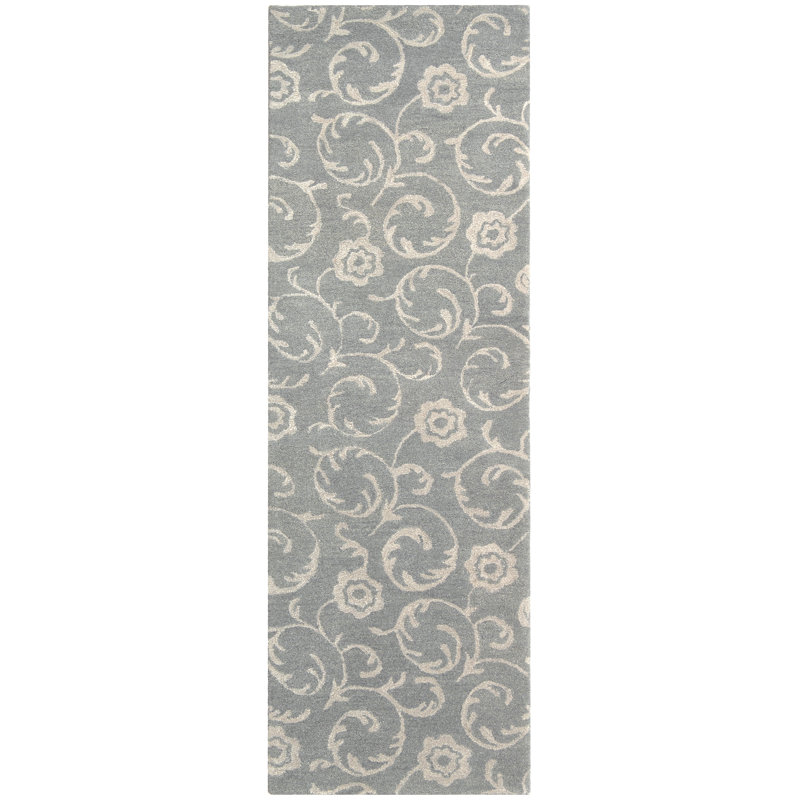 Avayah Soho Hand Tufted Wool & Viscose Damask Rug, Runner 2'6" x 8'