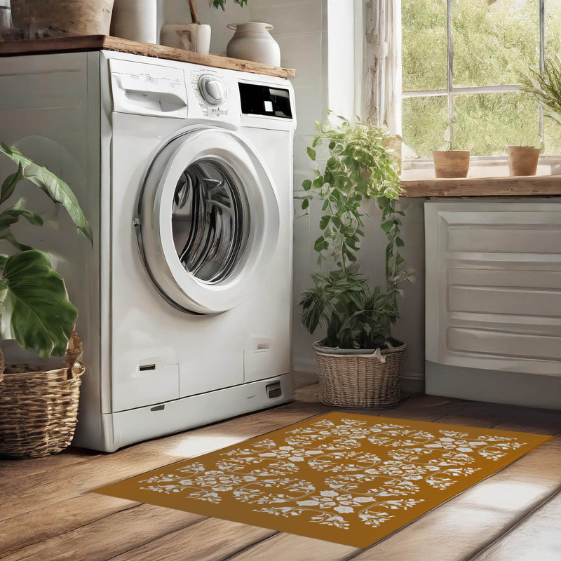 Tapis à linge Rumi, L 49 po x H 6 po, Ocre, brun doré floral