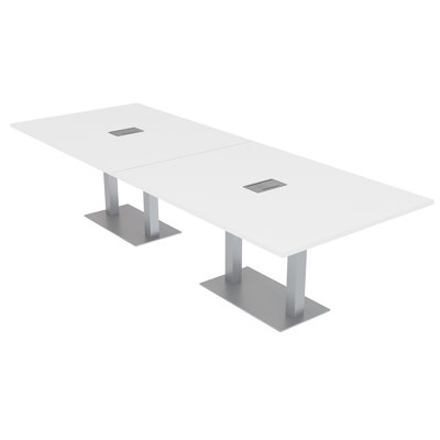 Rectangle Conference Table with Double Metal Post Base | Electrical Unit