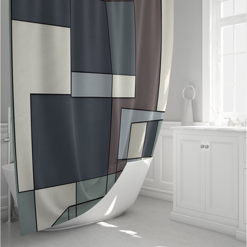 Rideau de douche à formes géométriques Cobert, H 93 po x l 70 po