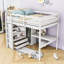 Lit mezzanine double en bois 2 tiroirs avec garde-robe, bureau intégré et tablettes-1202621611
