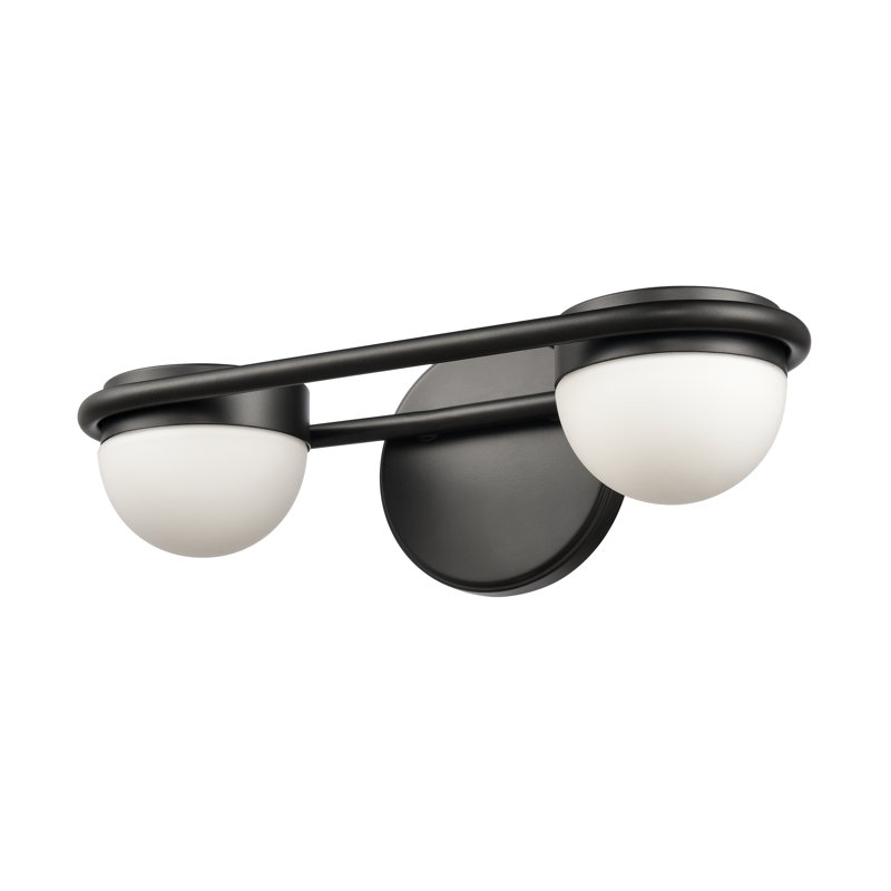 Éclairage pour salle de bain 2 lumières Cinderford - 14 po - Noir mat, H 5 po x l 14 po x P 6 po, Deux lumières, 10 W