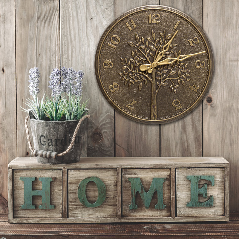 French Bronze 16" Aluminum Tree of Life Wall Clock