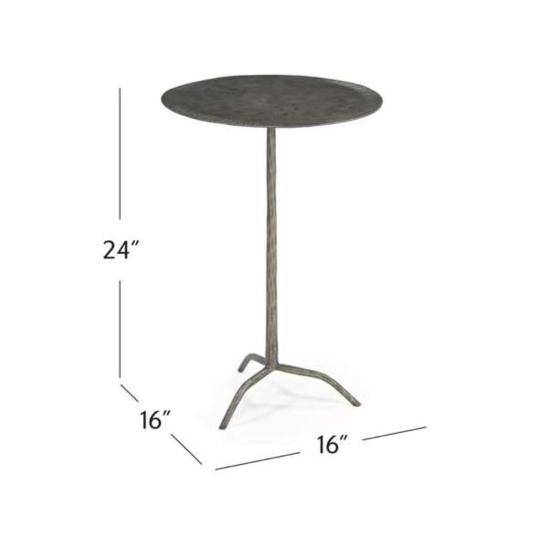 Table d'appoint Silas Modern en fer martelé avec finition nickel antique