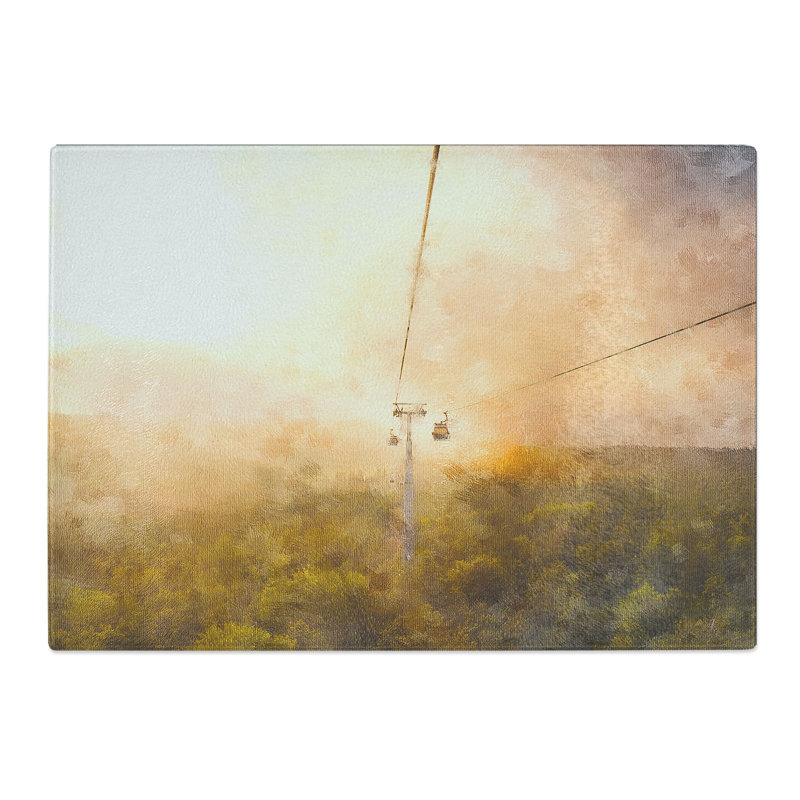 Tempered Glass Cable Car in Turkey Chopping Board, 20 cm x 28.5 cm