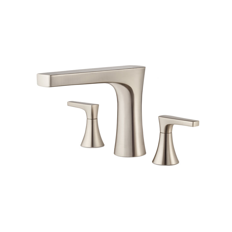 Garniture de robinet de baignoire romaine à fixation sur plateau à poignées doubles Kelen, Nickel brossé