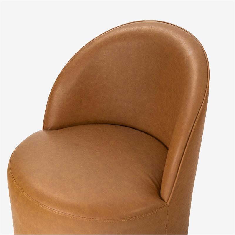 Chaise de bureau pivotante rembourrée en similicuir avec roulettes cachées, Brun