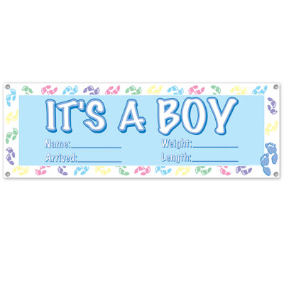 It's A Boy Sign Banner - 5' x 21" - Pack of 12