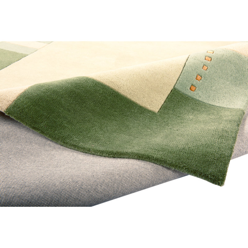Royal Ganges Handmade Wool Rug in Green, Round 150cm