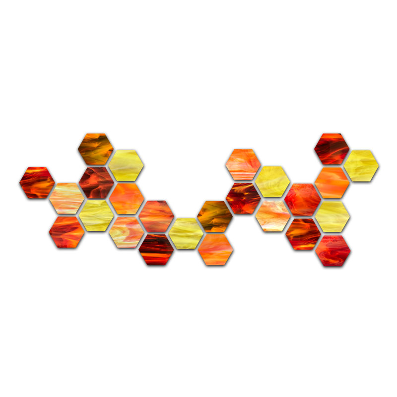 Earth Hex Glass Wall Sculpture, Yellow/Red