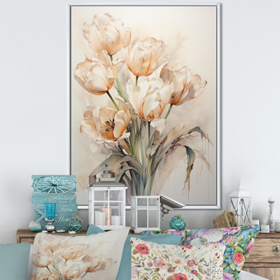 «Beige embelli tulipes symphonie II sur toile»