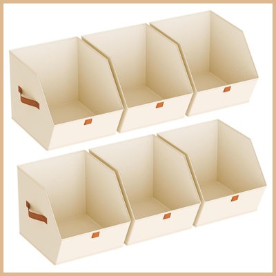 Paquet de 6 bacs de rangement en tissu, organisateur de garde-robe carré avec poignées doubles pour vêtements, serviettes et serviettes