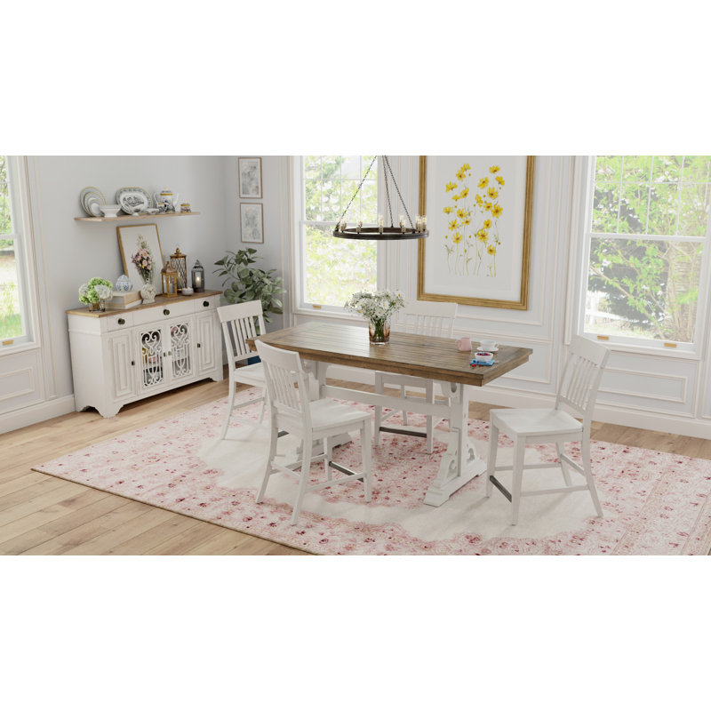 Allerus 4 Person Counter Height Trestle Dining Set