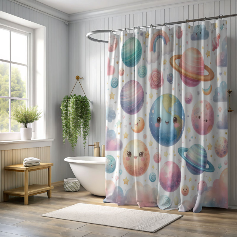 Rideau de douche 1 pièce Cosmic, H 74 po x l 71 po