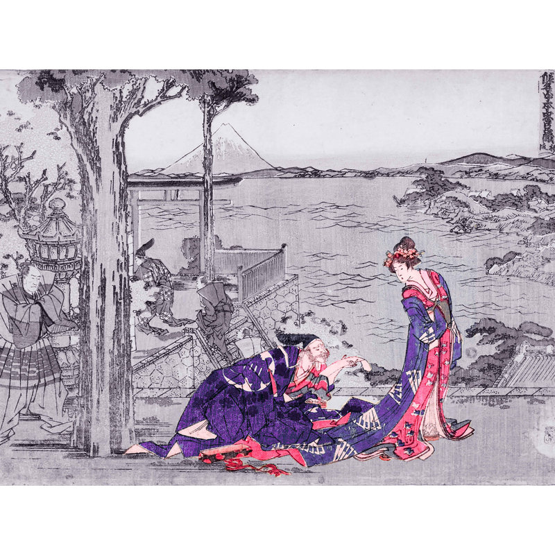 Décalcomanie murale amovible en bois courtesan japonais, H 14 po x l 18 po, Gris