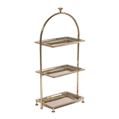 Lucente High Tea Polished Stainless Steel 3-Tier Serving Stand