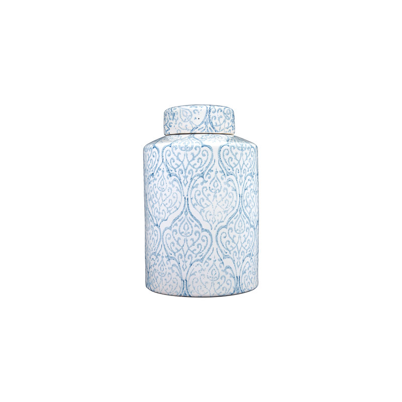 Grand pot décoratif décoratif en céramique avec couvercle, H 13 po x l 8,5 po x P 8,5 po