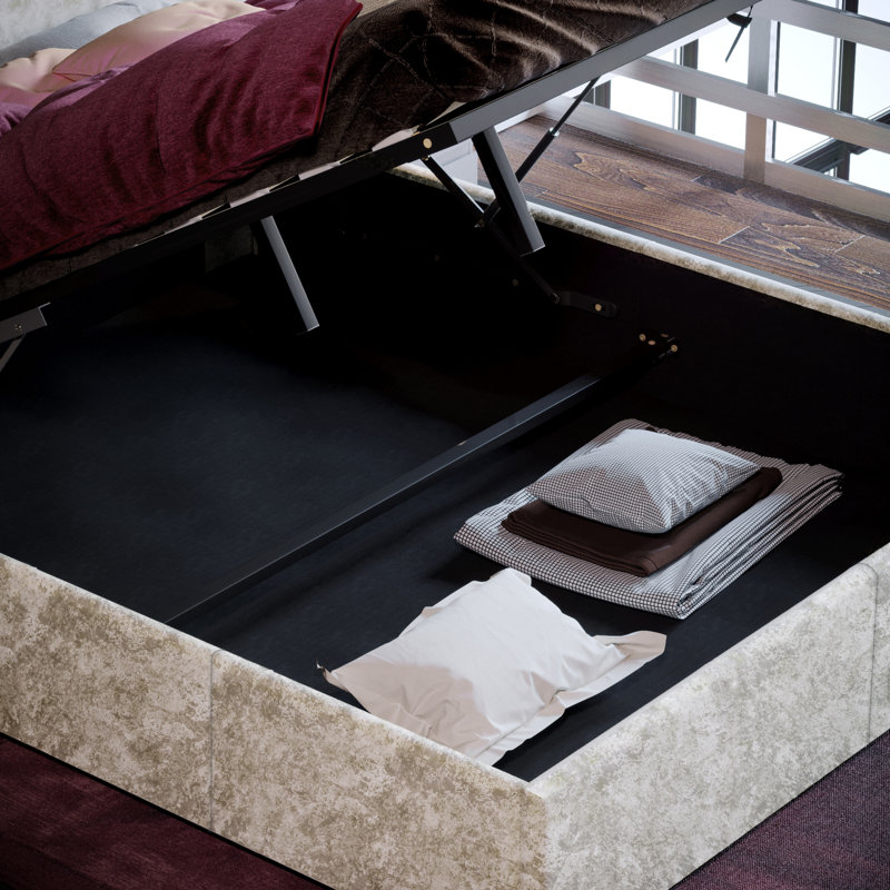 Enya Upholstered Ottoman Bed, UKFR Certified, Oyster, Double (4'7)
