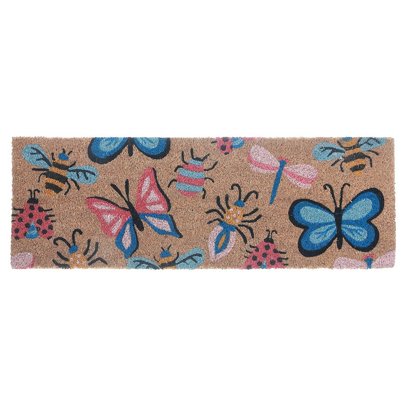 Tapis de porte d'intérieur 30 po x 10 po Butterflies & Bugs