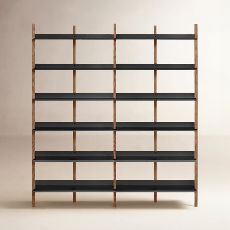 Browser Solid Wood Bookcase, (6 Shelves) 82" H x 37" W x 17" D, Walnut/Oblivion
