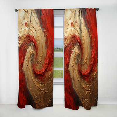 Red Gold Fusion Spiral - Abstract Spirals Blackout Abstract Curtain - 1 Panel