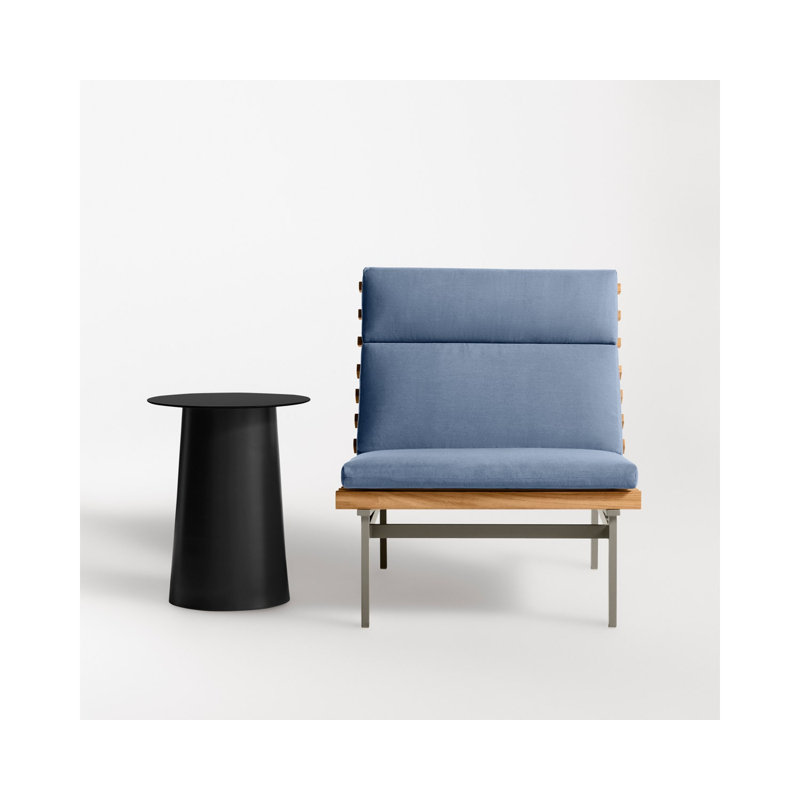 Perch Outdoor Teak Chaise Lounge, Charcoal, Sunbrella Haze