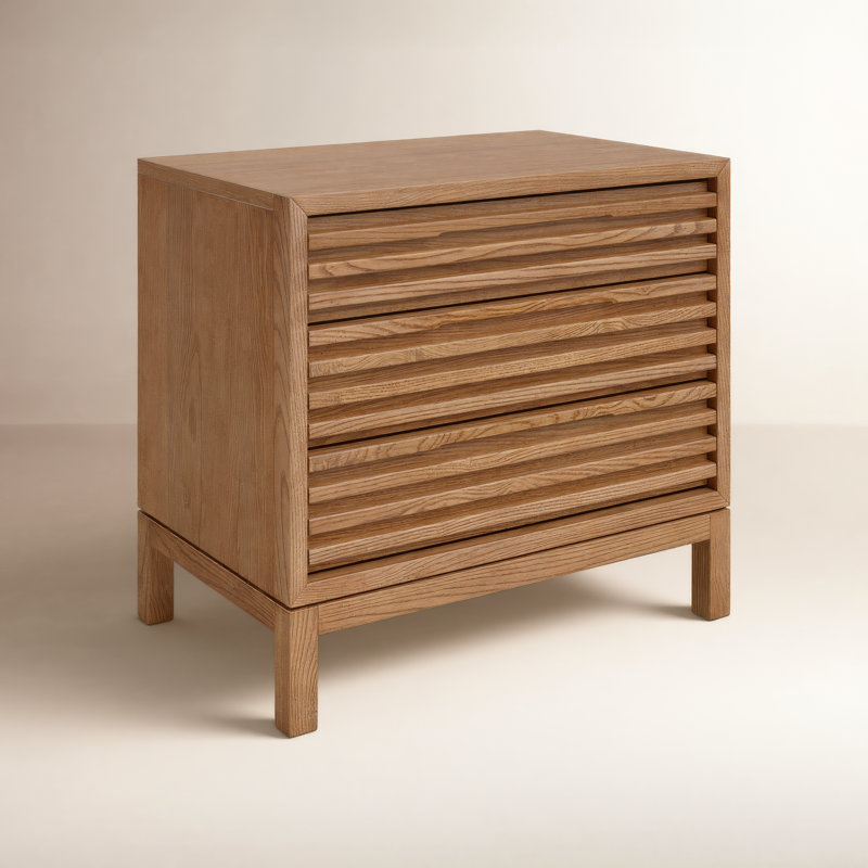 Table de chevet finlandaise en bois massif, Chêne clair