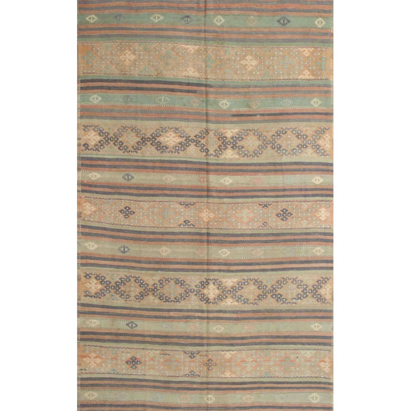 Tapis de zone brun/vert contemporain, Rectangle 5 pi x 7 pi