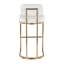 Tabouret de bar à hauteur fixe en métal doré et similicuir blanc - ensemble de 2
