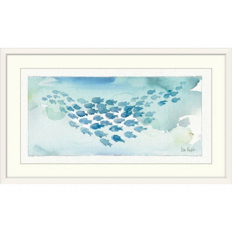 «Sea Life IV» par Lisa Audit, reproduction d'art, H 23 po x l 38 po, Impression encadrée, Blanc