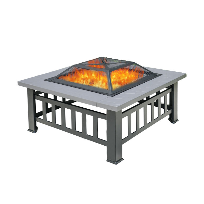 Hasime Steel Outdoor Fire Pit, Gray
