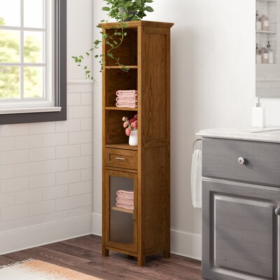 Yarissa 17"" W x 65"" H x 13.5"" D Free-Standing Linen Cabinet -  Red Barrel StudioÂ®, 6513E2A0BC704C8BA9AED85182D14531