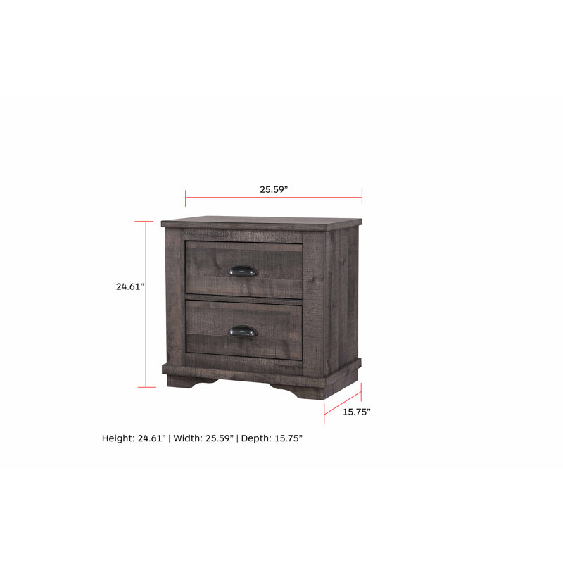 Superbe table de chevet brun foncé avec tiroirs et surface de rangement