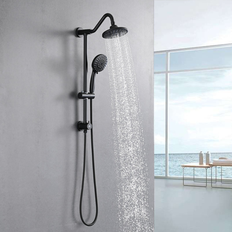 Pomme de douche à pluie 6 po avec pomme de douche à main, Noir mat