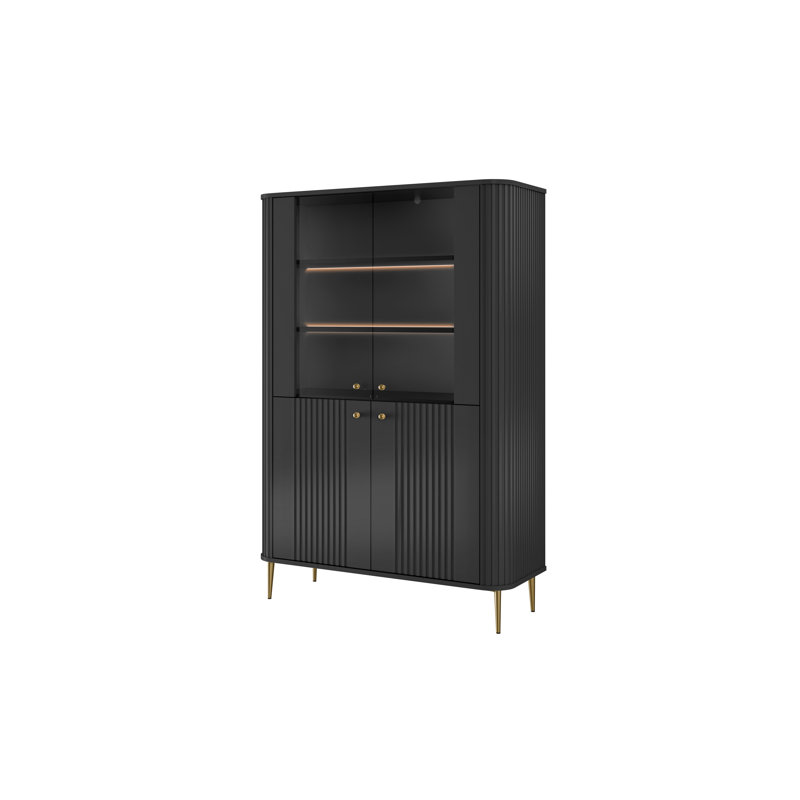 Glass 103 cm W Display Cabinet, Black/Gold