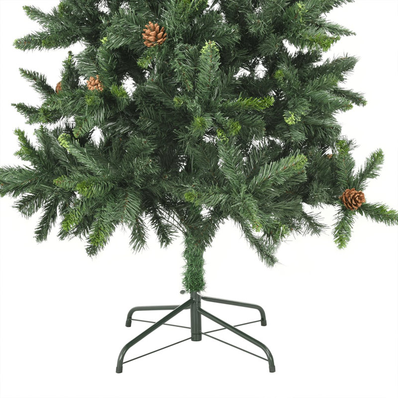 Artificial Christmas Tree with LEDs&Pine Cones Decor Green, 6.89ft H x 3.9ft W x 3.9ft D