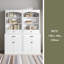 Armoire de rangement blanche avec quatre portes, tiroirs, tablette réglable et six tablettes ouvertes