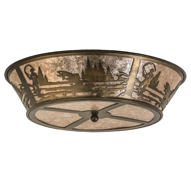 Plafonnier encastré tambour 4 lumières 22,5 po unique Yarger, Cuivre antique