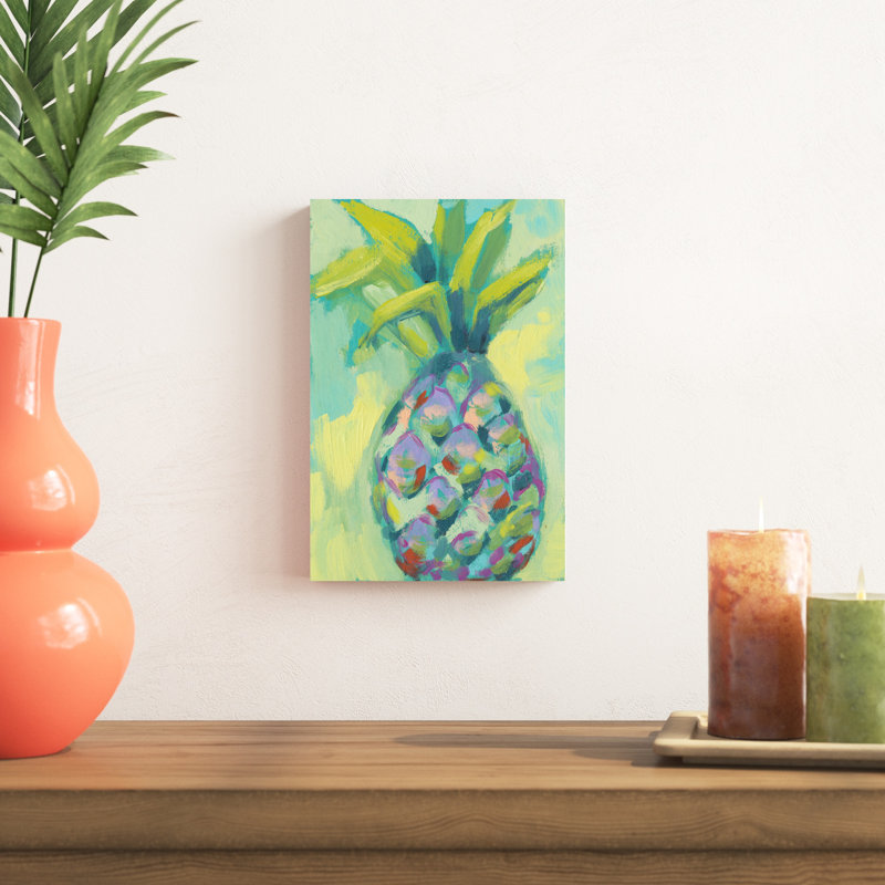 «Vibrant Pineapple I», peinture sur toile, H 12 po x l 8 po