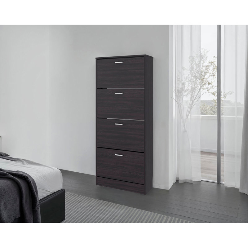 Wenge Vertical Shoe Cabinet with Doors