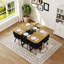 Ensemble de table de salle à manger 7 pièces pour 6, 1 table et 6 chaises rembourrées en velours noir, table en mélamine grain de bois noir et bois, ensemble de coin de cuisine moderne capitonné pour salle à manger, appartement et petit espace-2020282736