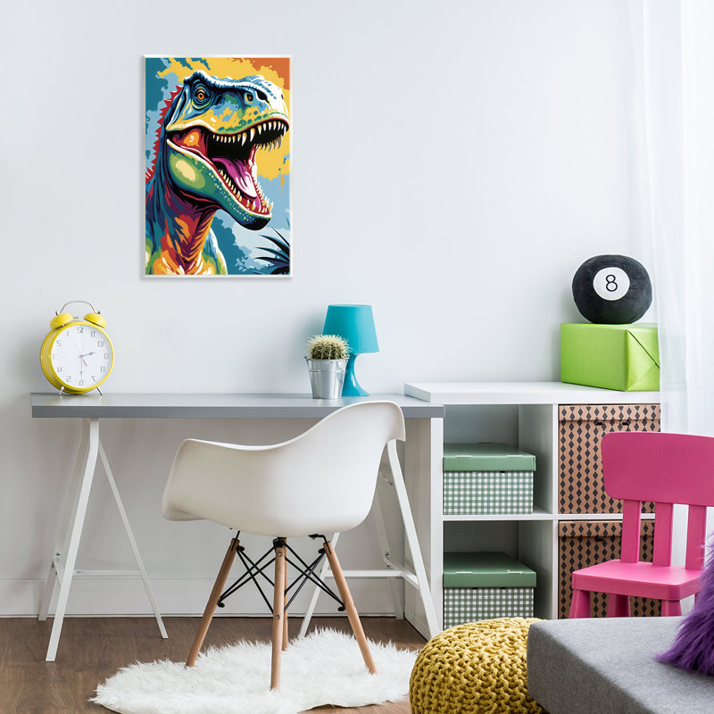 Plaque murale colorée T-Rex, design par Creative Studio, H 15 po x l 10 po