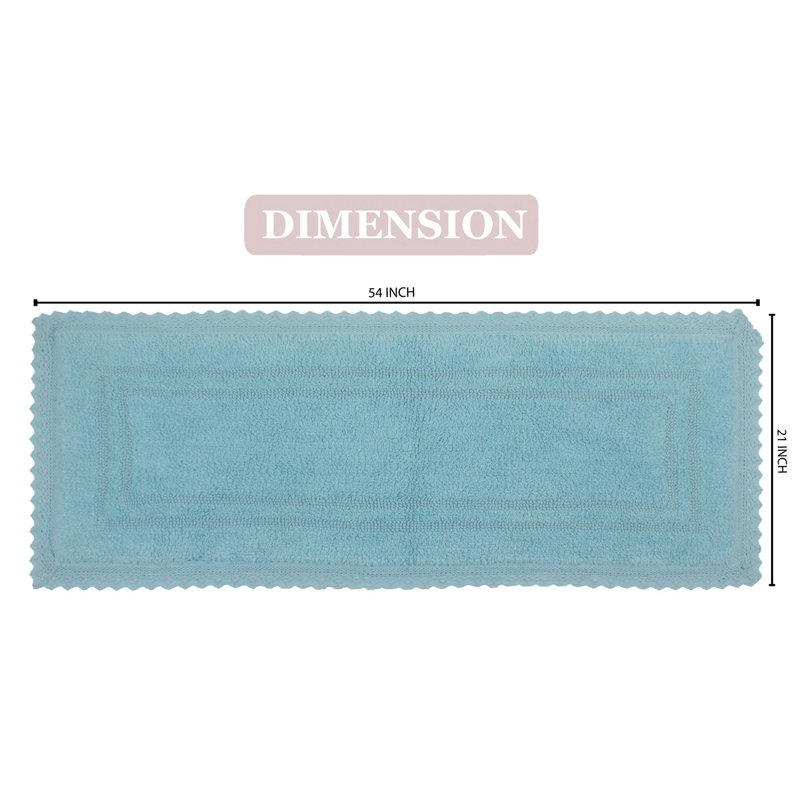 Opulent Absorbent Cotton Soft Bath Rug, Aqua, 21" W x 54" L