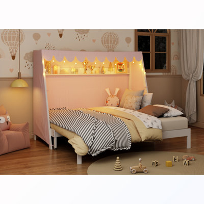 Twin XL House Bed with Trundle & Shelf & Tent and Light