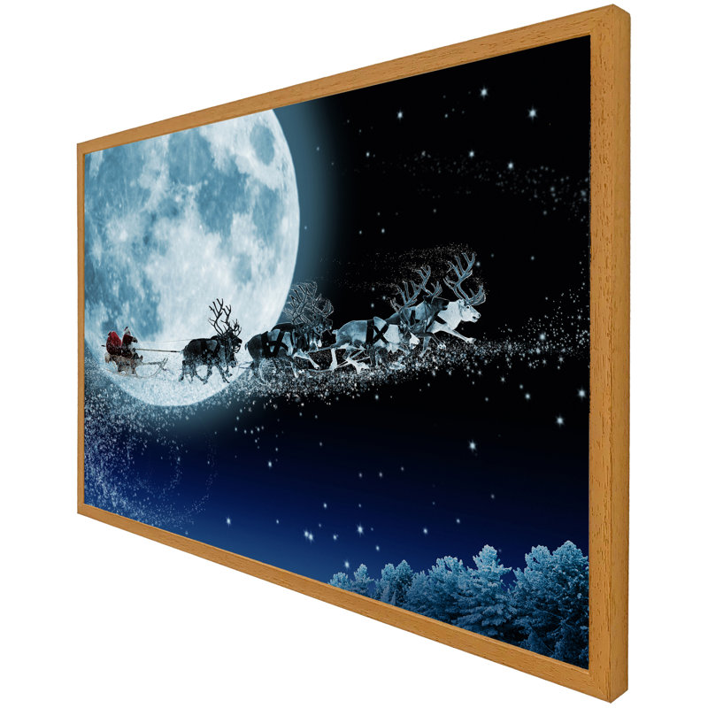 Vasbinder Magic Santa's Sleigh - Single Picture Frame Print, 41cm H x 61cm W x 4cm D, Oak