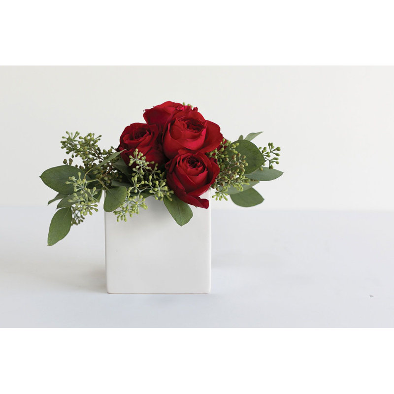 Pot à fleurs en céramique Demetria, Blanc, H 4,75 po x l 4,75 po x P 4,75 po